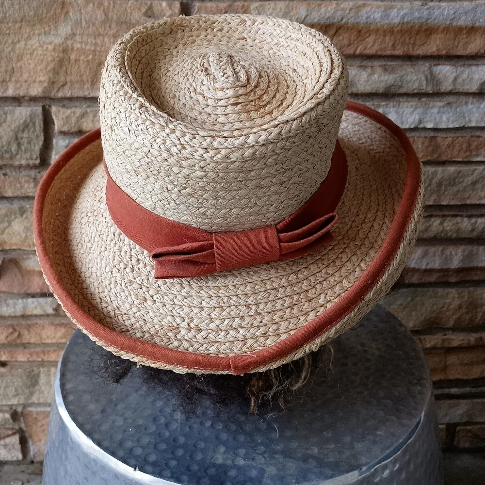 Sun & Sand Stylish Tan and Orange Women's Straw Hat